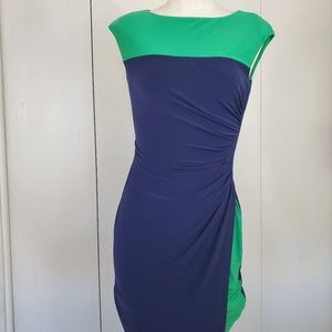 Classy RL Chaps Blue and Green Dress Womens Small